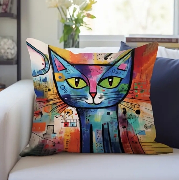 New!  POP CAT Print cushion Cover - Picture 7 of 7